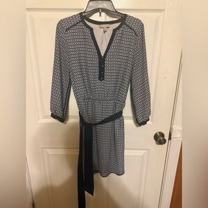 Banana Republic Black & White Patterned Midi Dress
